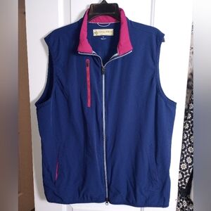 Donald Ross Navy Vest with Pink Trim